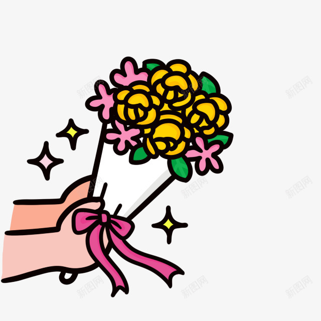 卡通手里拿着鲜花求婚png免抠素材_新图网 https://ixintu.com 卡通 手里 拿着 求婚 鲜花