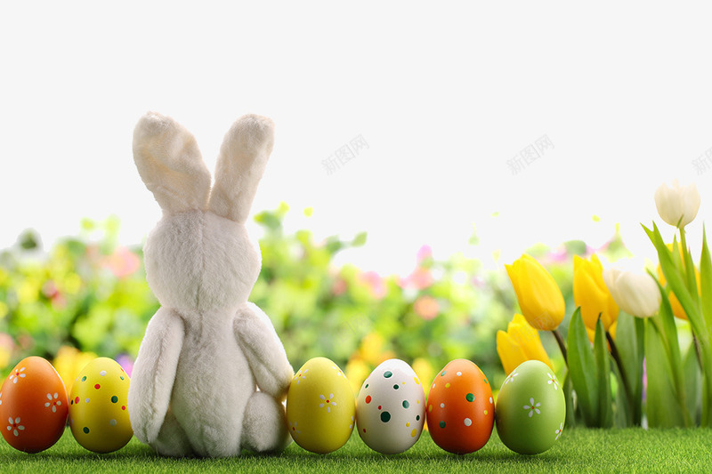 美丽的复活节彩蛋png免抠素材_新图网 https://ixintu.com 小兔子 玩具 画彩蛋 美丽风景 自然风光 草地 鲜花