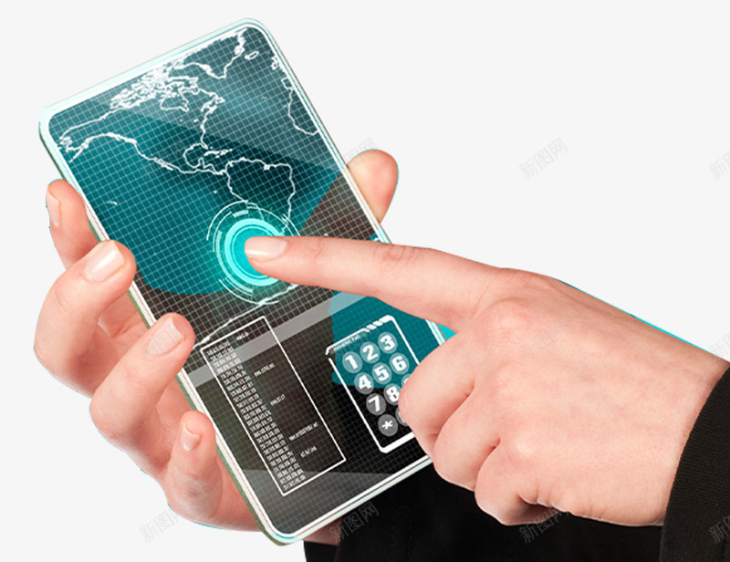 概念手机png免抠素材_新图网 https://ixintu.com 地图 屏幕 手指触屏 手机 数据 未来