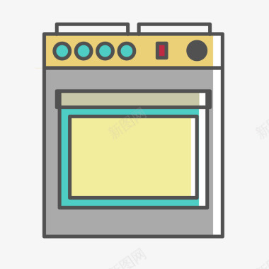 方形烤箱卡通图标矢量图图标