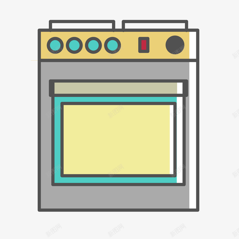 方形烤箱卡通图标矢量图ai_新图网 https://ixintu.com 卡通图标 工具 形状 按键 方形 烤箱 设置 食物 矢量图