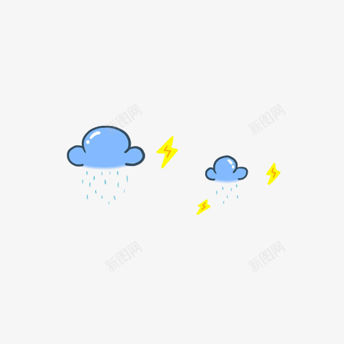 天气预报图标png_新图网 https://ixintu.com 下雨 云朵 儿童画 图标 多云 天气 天气预报 闪电