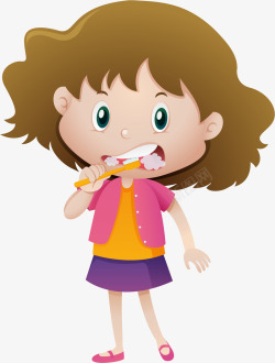 美国美女牙齿手绘刷牙的小女孩高清图片