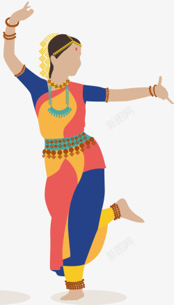 亚洲女人跳舞的印度女人矢量图高清图片