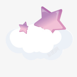 白色云朵上的紫色星星矢量图素材