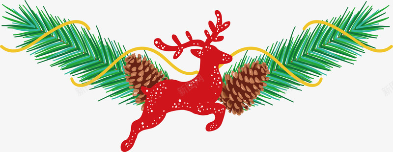 红色驯鹿标题框矢量图ai免抠素材_新图网 https://ixintu.com 圣诞标题框 圣诞节 圣诞驯鹿 矢量png 红色驯鹿 驯鹿 矢量图
