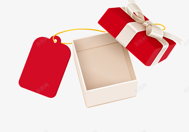 打开的礼盒和商品吊牌png免抠素材_新图网 https://ixintu.com 卡通 商品吊牌 礼物 礼盒 精美礼盒 红色吊牌