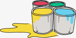 矢量扁平油漆桶破漏的卡通油漆桶矢量图高清图片
