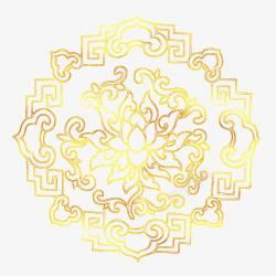 中国风传统鲜花图案烫金花纹素材