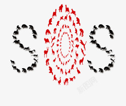 sos保护野生动物SOS标志高清图片