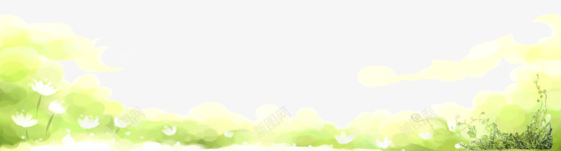 卡通手绘绿色背景png免抠素材_新图网 https://ixintu.com 云彩 手绘背景 海报背景 绿色 绿草花朵 花朵