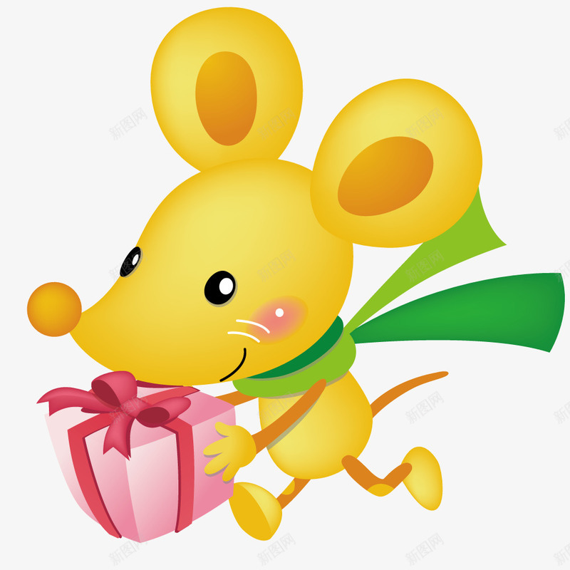 老鼠抱着礼物矢量图ai免抠素材_新图网 https://ixintu.com 创意 动物 卡通 矢量图 礼物 老鼠 老鼠生日 金色老鼠