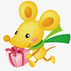 老鼠抱着礼物矢量图素材