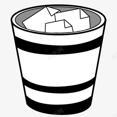 黑白垃圾桶图标图标
