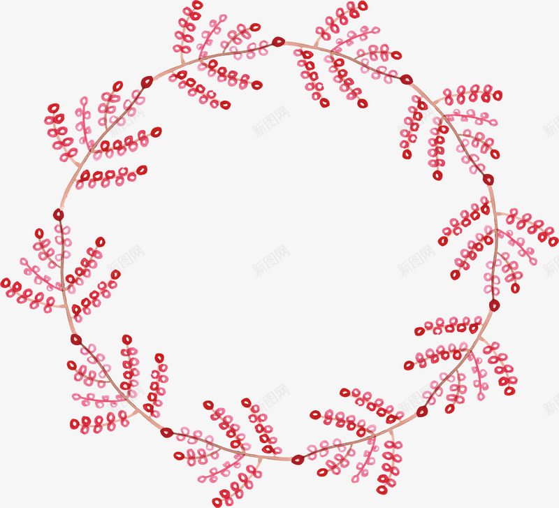 粉红色水彩手绘花环png免抠素材_新图网 https://ixintu.com 手绘花环 浪漫花环 矢量png 粉红色 粉色标题框 粉色树叶