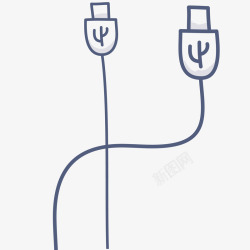 鼠标USB数据线插画矢量图素材