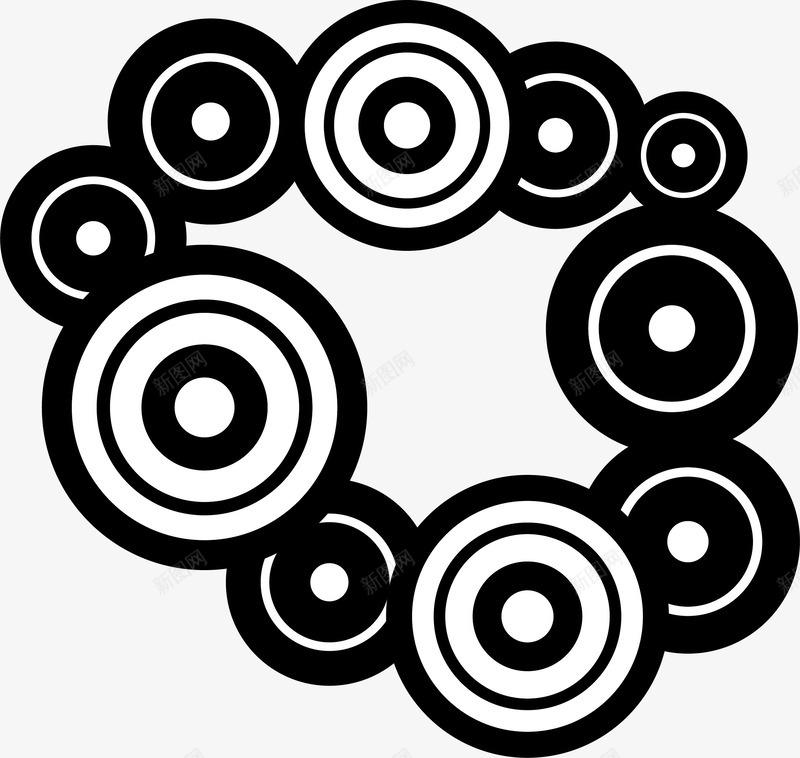 圆形圆环矢量图图标ai_新图网 https://ixintu.com 唯美 时尚 黑白 矢量图
