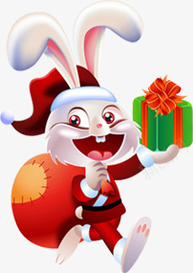 小兔子送礼欢乐图案png免抠素材_新图网 https://ixintu.com 兔子 卡通 可爱 温馨 礼物