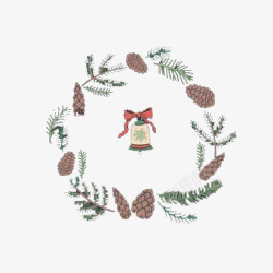 圣诞铃铛花环手绘装饰图案素材