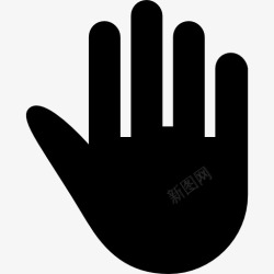 手势五高五的黑色手剪影图标高清图片