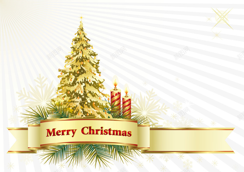 圣诞树矢量图ai免抠素材_新图网 https://ixintu.com 圣诞节 标题 蜡烛 装饰 金色树 矢量图