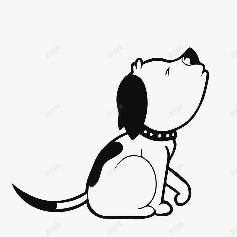 黑白坐着的小狗png免抠素材_新图网 https://ixintu.com 卡通动物 可爱小狗 坐着的小狗 背景装饰