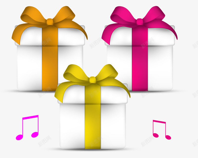 可爱的方形礼物盒图标png_新图网 https://ixintu.com 可爱风格 带蝴蝶结的 方形 礼物盒素材 音乐图标点缀