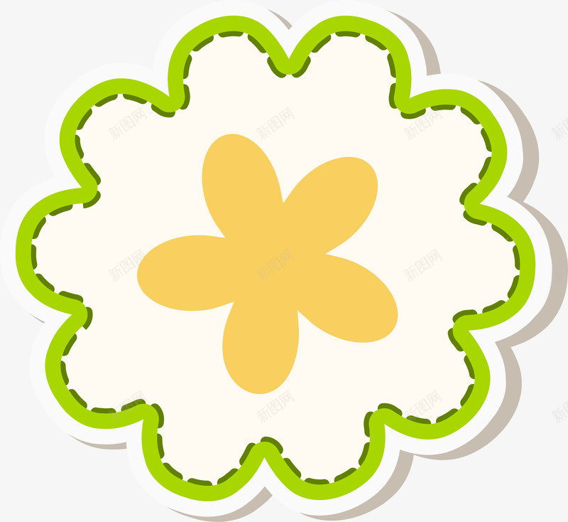 绿色卡通花朵png免抠素材_新图网 https://ixintu.com 卡通 图案 标签 绿色 花朵 贴纸 鲜花