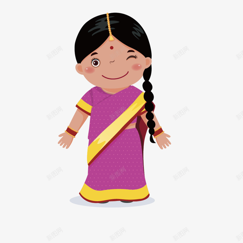 可爱印度小女孩png免抠素材_新图网 https://ixintu.com 卡通儿童 印度 可爱 小孩 异域风格