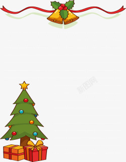 圣诞信圣诞树铃铛信纸矢量图高清图片