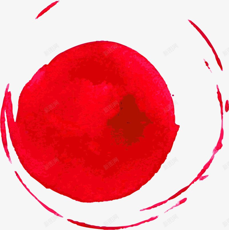 手绘红色涂鸦png免抠素材_新图网 https://ixintu.com 创意 唯美 圆圈 手绘 抽象 涂鸦 简约 红色