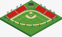 绿色棒球方形绿色迷你风格棒球场矢量图高清图片