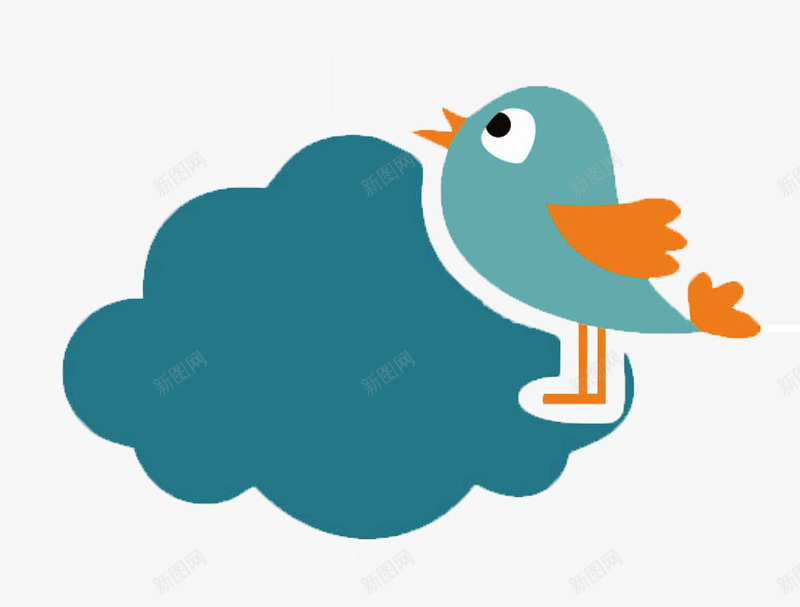 小鸟和云朵png免抠素材_新图网 https://ixintu.com 一只 云朵 卡通 小鸟 手绘 橘色 简图 蓝色