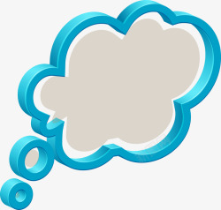 蓝色3D立体云朵对话框素材