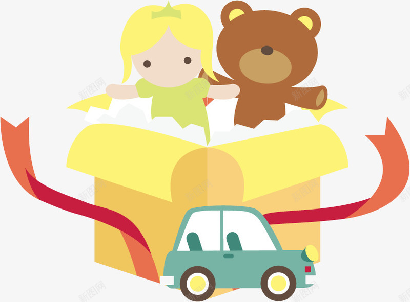 小熊和车子礼物png免抠素材_新图网 https://ixintu.com 小熊 汽车 洋娃娃 玩具 礼物 礼盒 车子