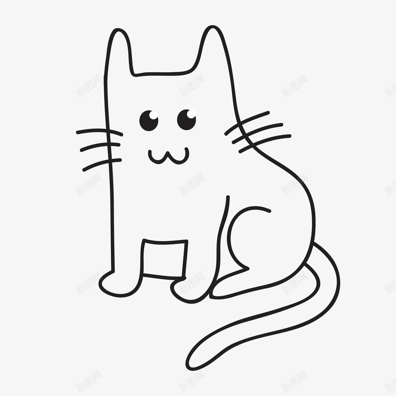 黑白线条猫咪矢量图图标eps_新图网 https://ixintu.com 卡通 卡通猫咪 可爱猫咪 小猫 小猫咪 猫咪 矢量图