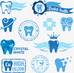 牙齿健康标签标志素材