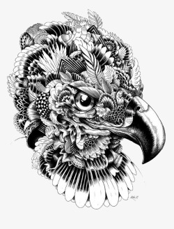 鍐板寘鹰头黑白装饰画高清图片