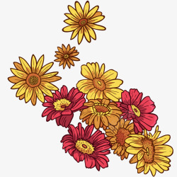 鲜花花卉边框手绘装饰菊花矢量图高清图片