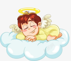 熟睡婴儿在云彩上睡觉的天使高清图片