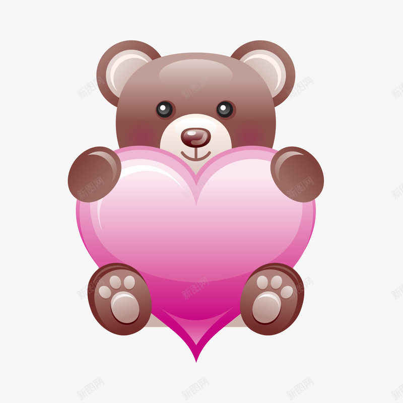 卡通抱着爱心的小熊矢量图ai免抠素材_新图网 https://ixintu.com 动物设计 卡通 小熊 抱着爱心 礼物设计 矢量图