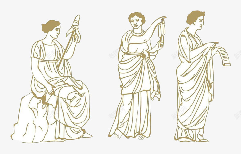 古希腊人物线条画png免抠素材_新图网 https://ixintu.com 人物 伟大 古希腊 古老 女性 神话 线条画 黑白