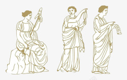古希腊人物线条画素材