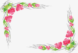 粉红色花藤装饰框素材