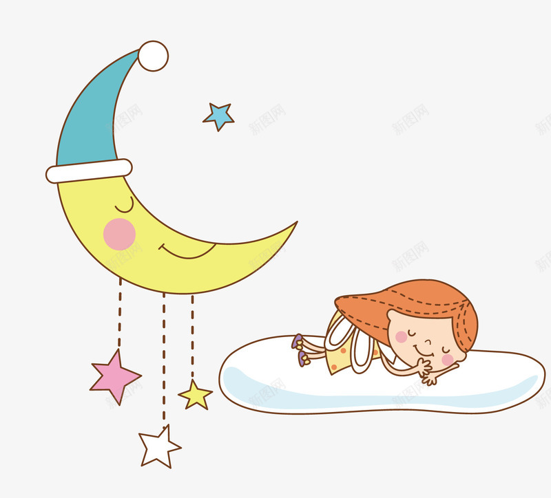 睡在云朵上的孩子png免抠素材_新图网 https://ixintu.com 孩子 星星 月亮 睡觉的宝宝 矢量素材