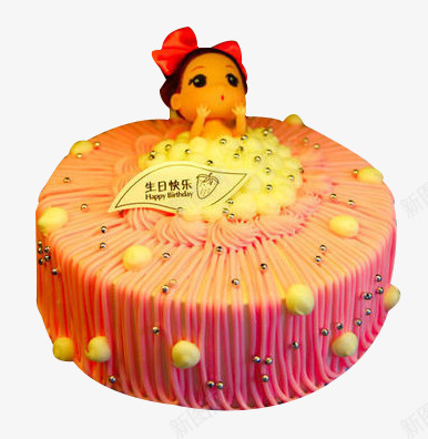 卡通粉色生日蛋糕png免抠素材_新图网 https://ixintu.com 产品实物 健康 卡通 奶油 生日 粉色 营养 蛋糕