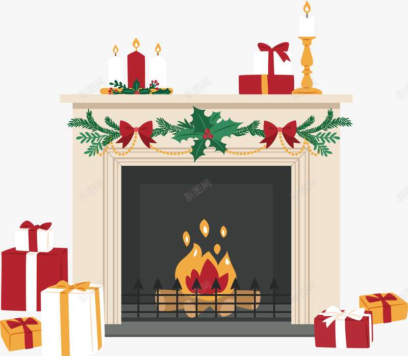 壁炉旁的圣诞礼物矢量图ai免抠素材_新图网 https://ixintu.com 圣诞礼物 圣诞节 壁炉 温暖壁炉 矢量png 过圣诞 矢量图