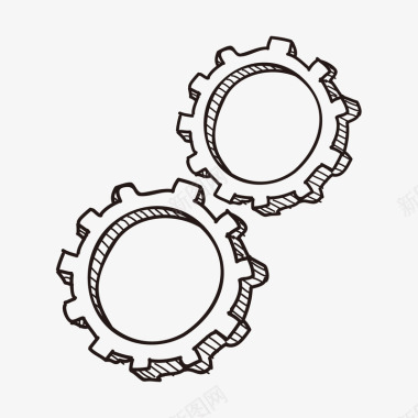 黑白手绘齿轮矢量图图标图标