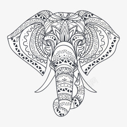 大象头像手绘线稿大象头像图标高清图片