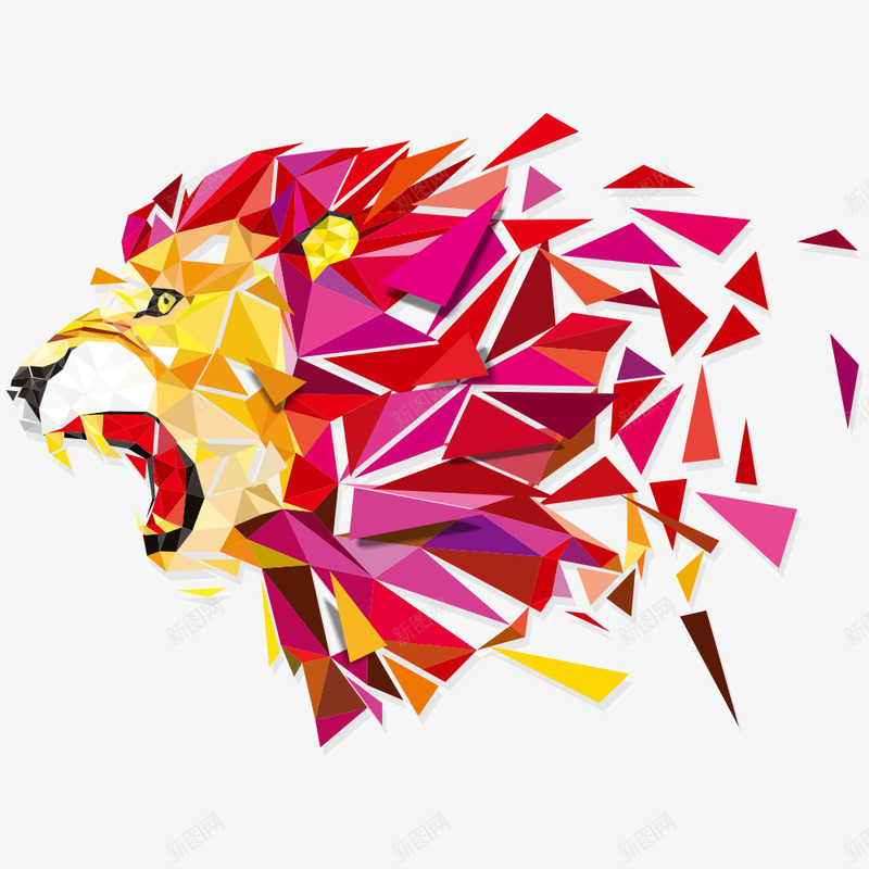 三角形狮子矢量图eps免抠素材_新图网 https://ixintu.com 创意动物 创意狮子 动物 狮子 矢量狮子 矢量图